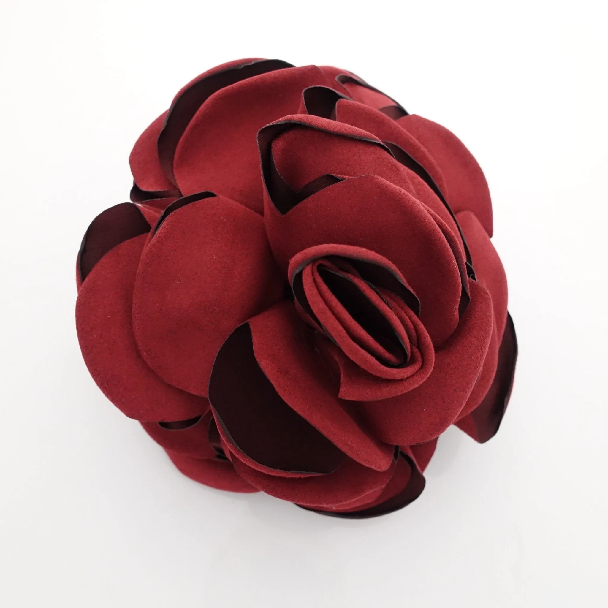 suede fabric very big flower stiff petal hair claw clip women hair clamp