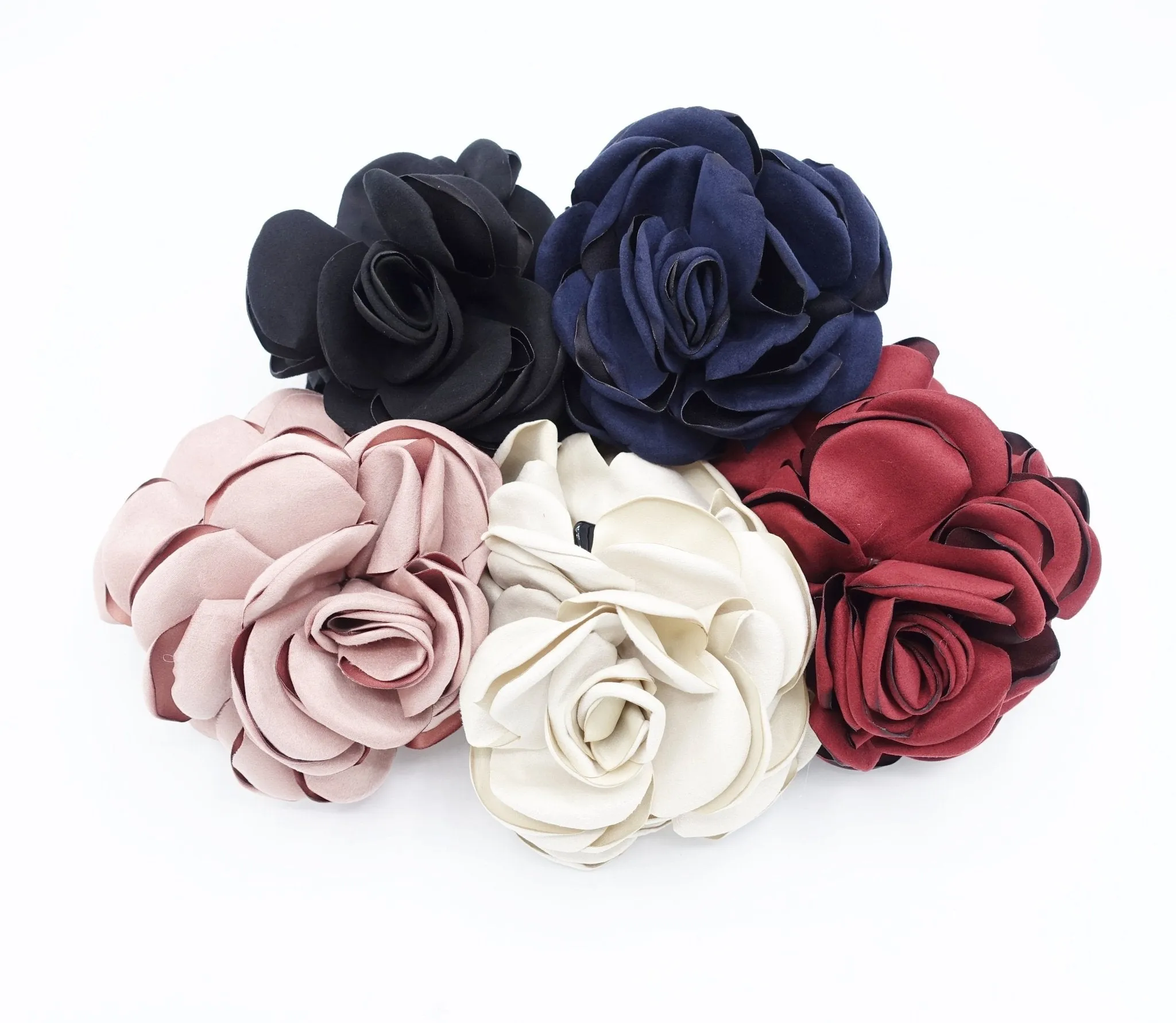 suede fabric very big flower stiff petal hair claw clip women hair clamp