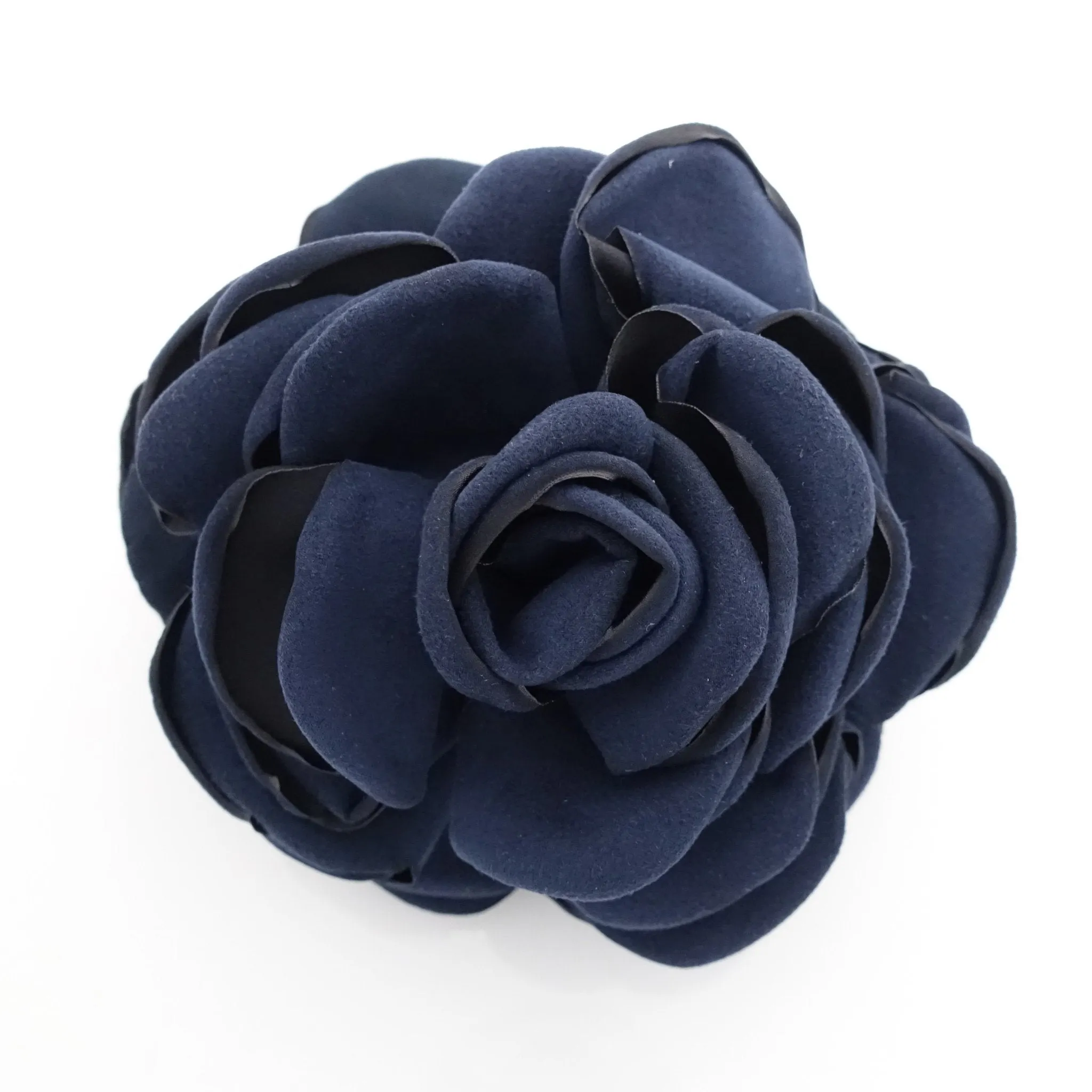 suede fabric very big flower stiff petal hair claw clip women hair clamp