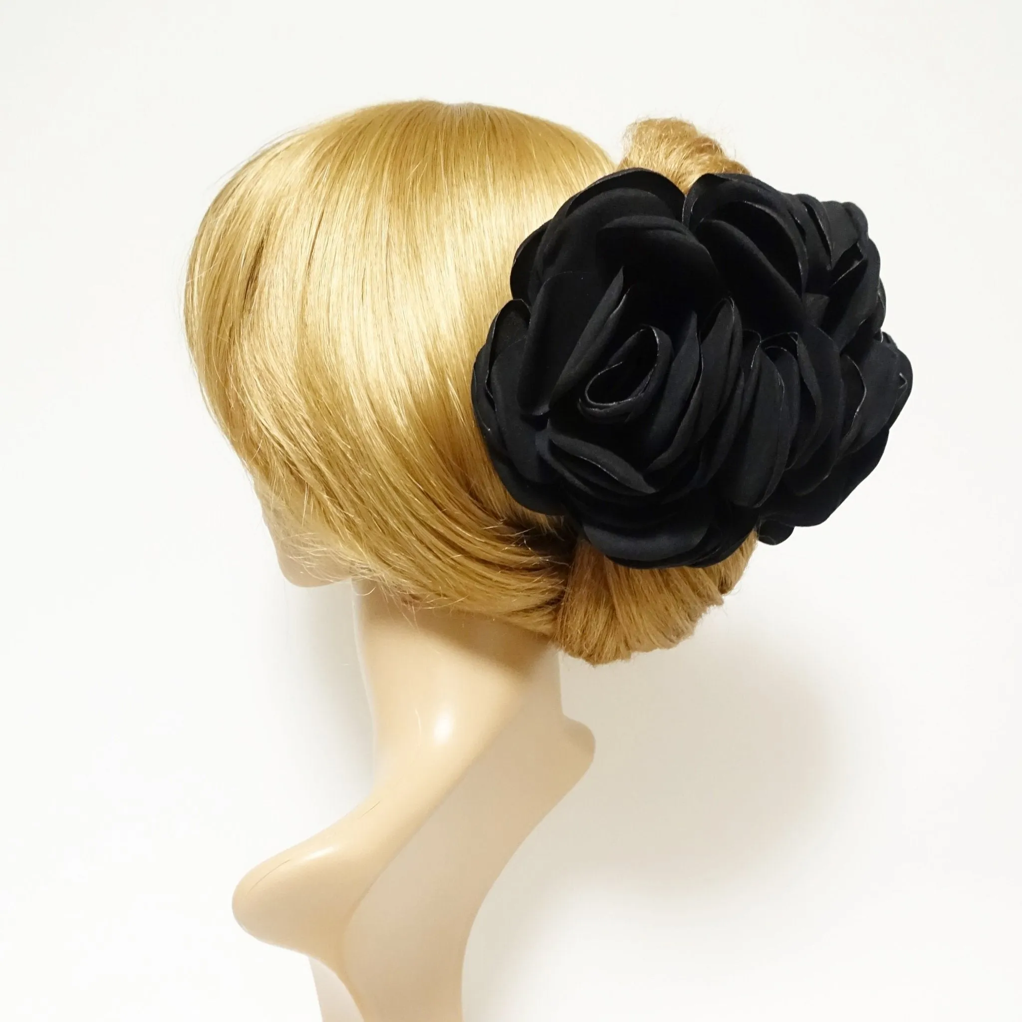suede fabric very big flower stiff petal hair claw clip women hair clamp