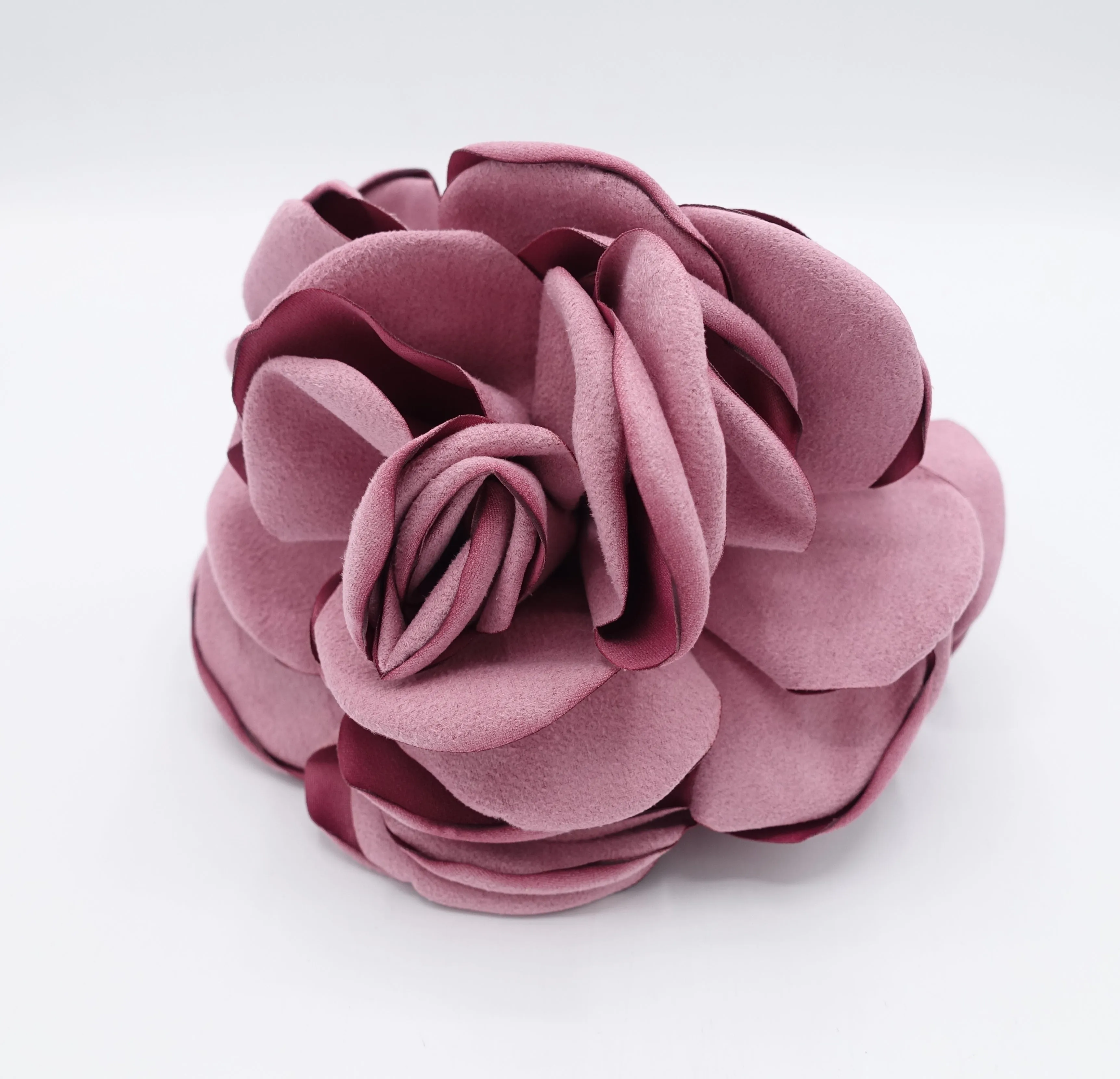 suede fabric very big flower stiff petal hair claw clip women hair clamp