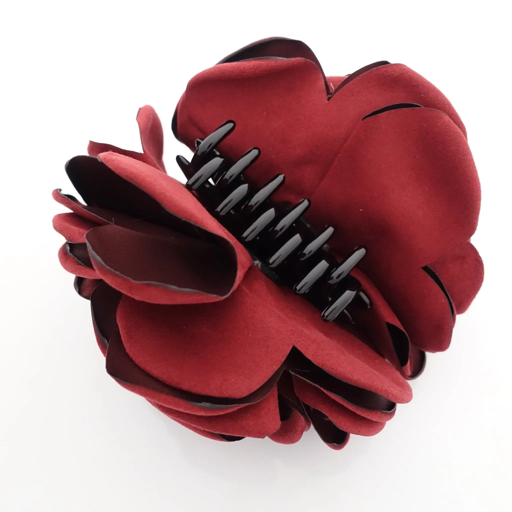 suede fabric very big flower stiff petal hair claw clip women hair clamp