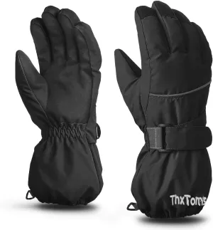 ThxToms Kids Warm Gloves Winter Waterproof Snow Gloves for Ourdoor Sports Snowboard, Toddler Bulky Ski Gloves for Boys Girls 3-14 Years Old