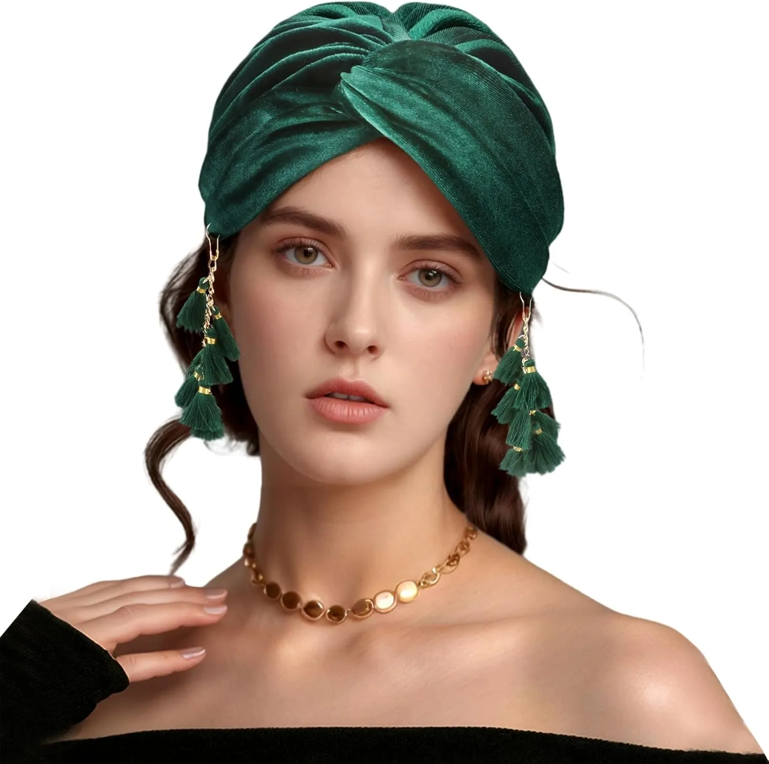 Turban for Women Pre Ted Head Cap Velvet Headwraps Hair Turbans Girls FashionBeanie Tassel Hat Soft