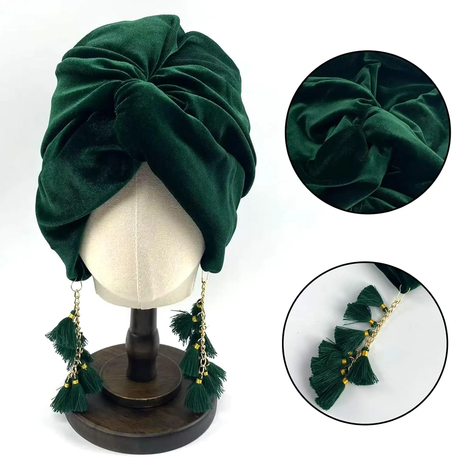 Turban for Women Pre Ted Head Cap Velvet Headwraps Hair Turbans Girls FashionBeanie Tassel Hat Soft