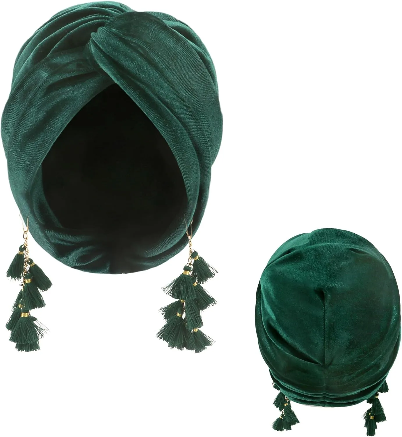 Turban for Women Pre Ted Head Cap Velvet Headwraps Hair Turbans Girls FashionBeanie Tassel Hat Soft