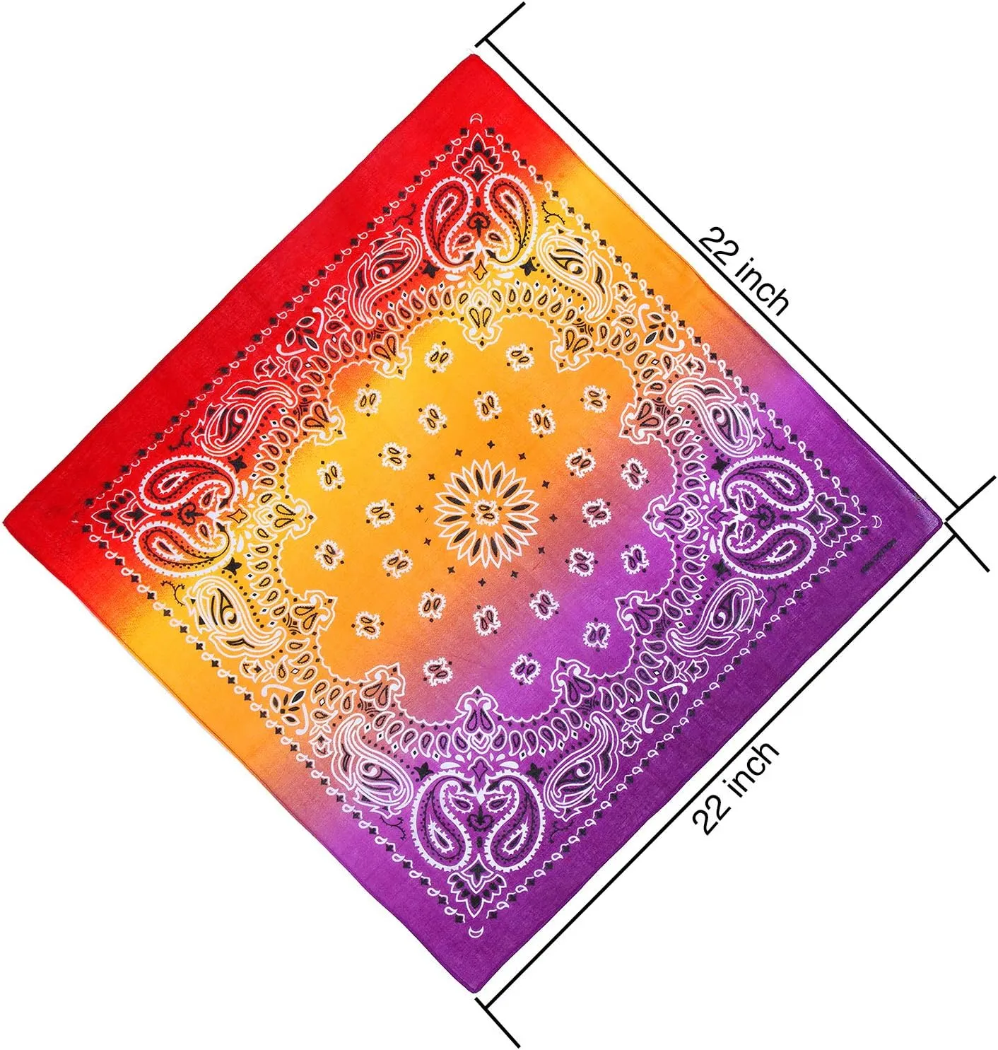 URATOT 12 Pack Novelty Gradient Cotton Bandanas Paisley Print Head Wrap Handkerchief, 2 Style