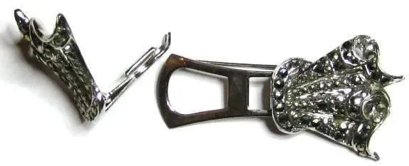 Vintage 1940s Marcasite Duette Dress Clip Brooch