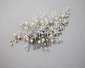 Wedding Hair Comb of Marquise Flowers and Pearls