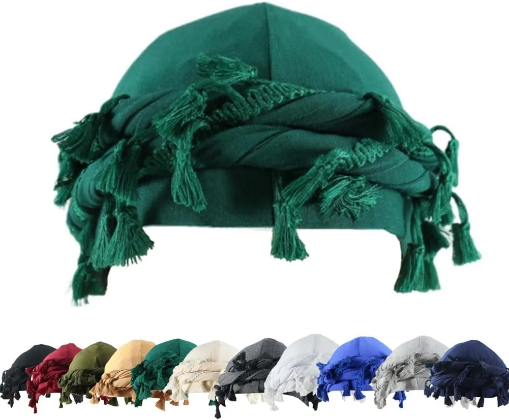 YuMENo Turban for Men Women Vintage Twist Durag Head Wraps Satin Lined Halo Turban with Tassel Waves Braids