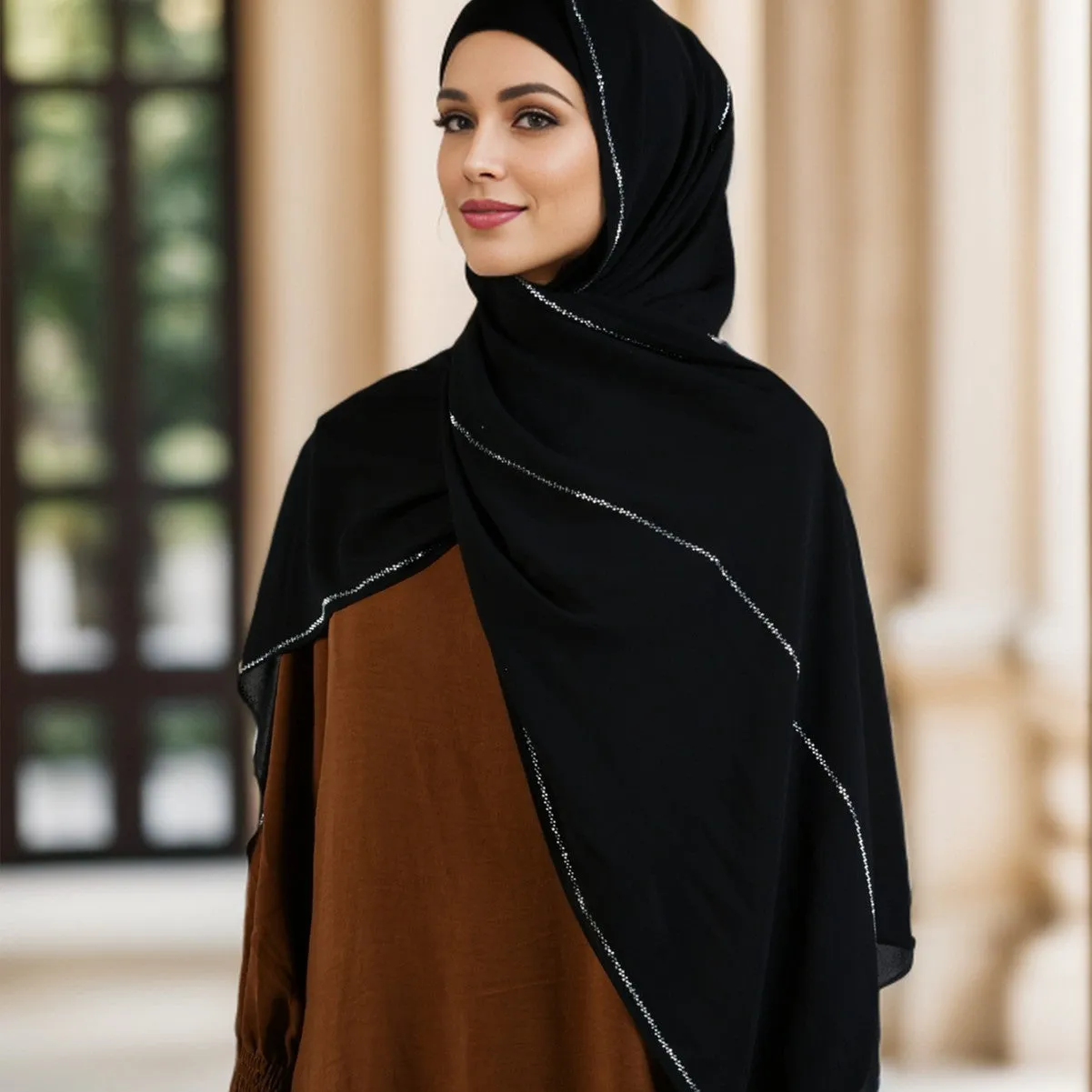 YW355  Pearl Chiffon Head Scarf