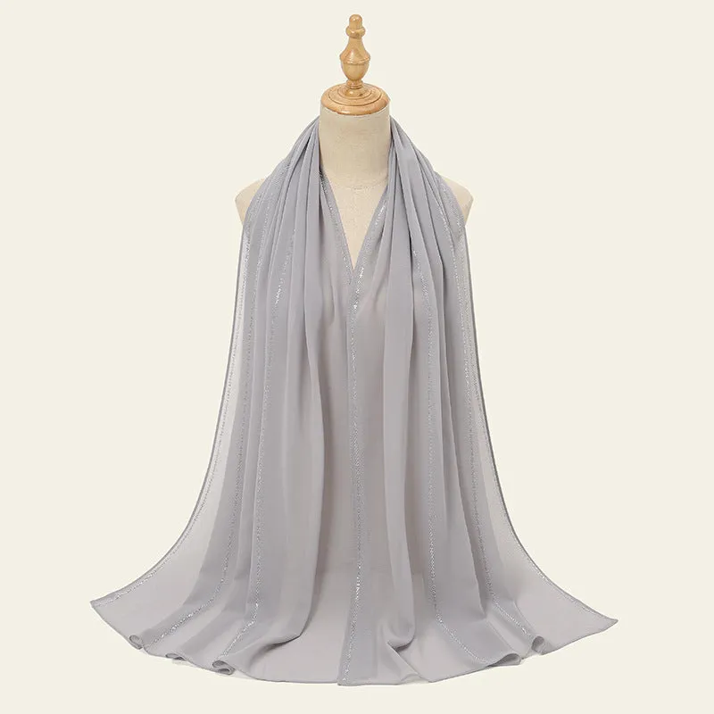 YW355  Pearl Chiffon Head Scarf