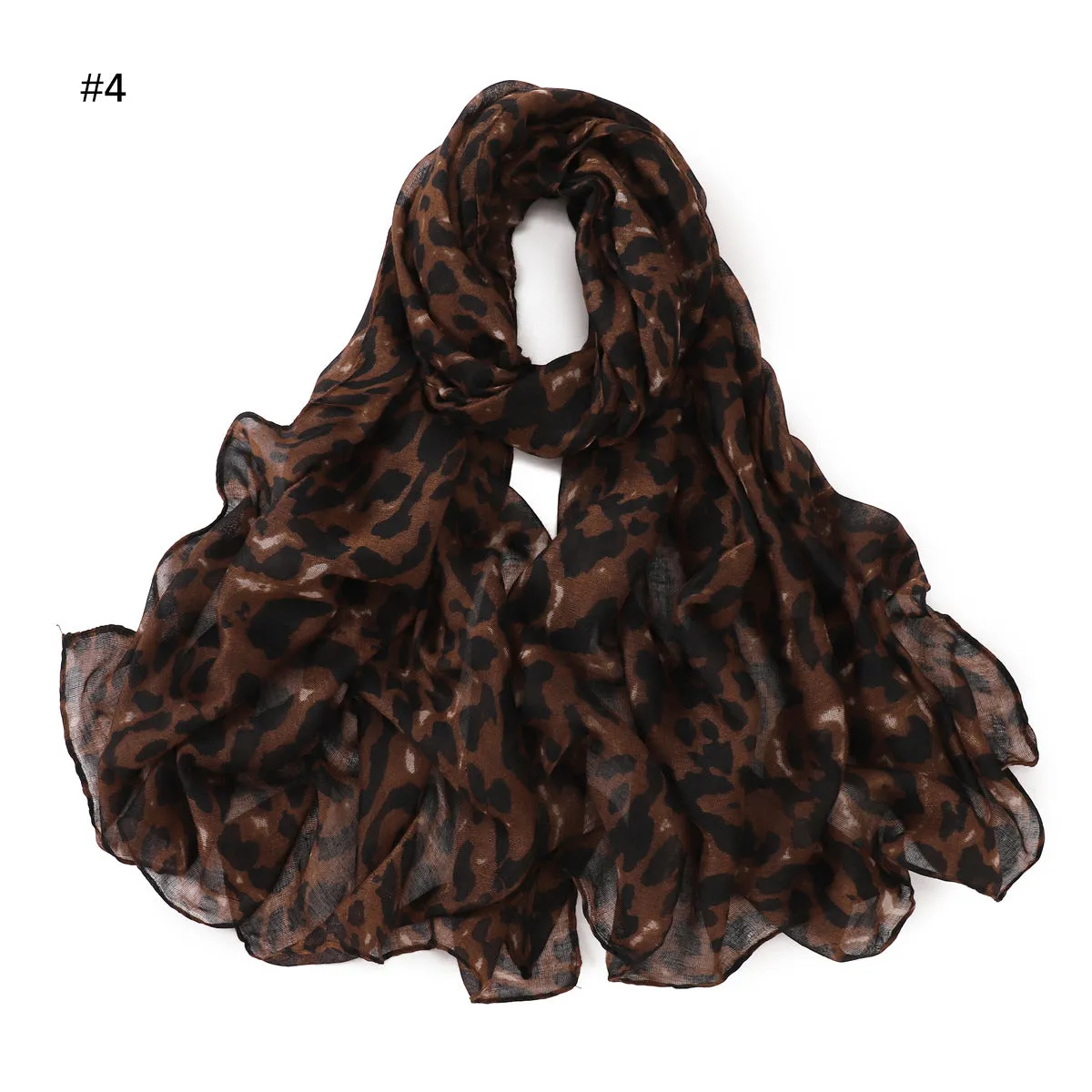 YZ35  Bali print leopard head scarf