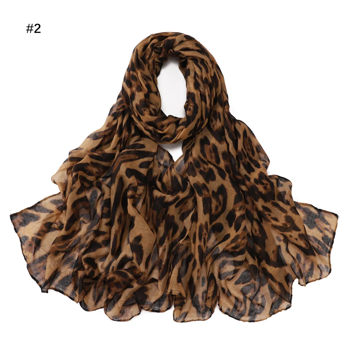 YZ35  Bali print leopard head scarf