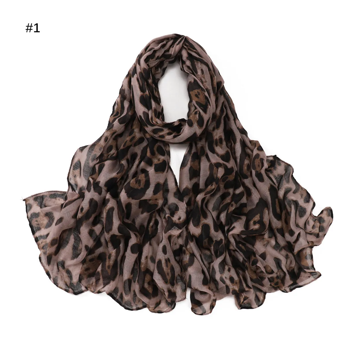 YZ35  Bali print leopard head scarf
