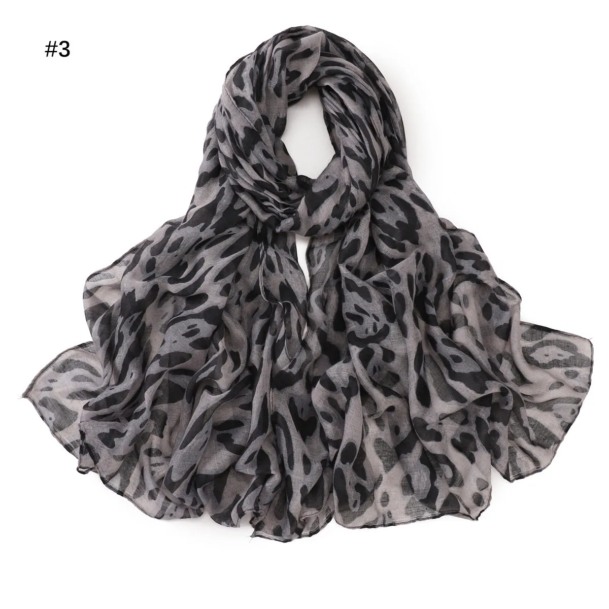 YZ35  Bali print leopard head scarf